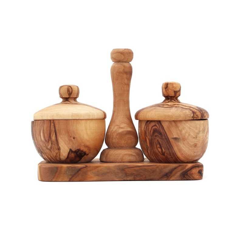 Duo salière et poivrière en bois d olivier