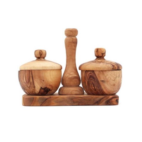 Duo salière et poivrière en bois d olivier