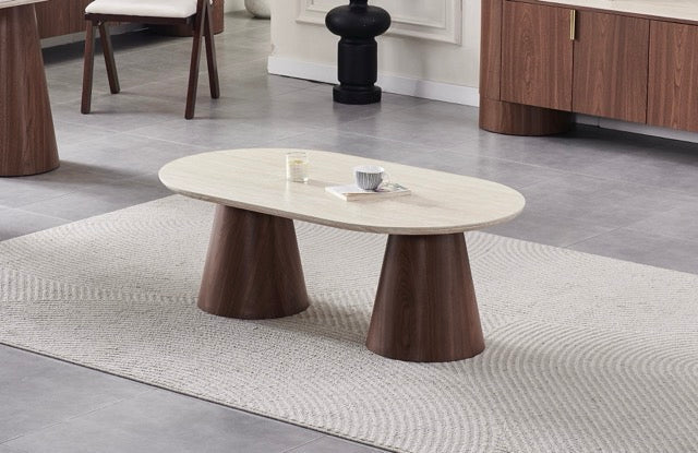 Table basse Iconic Noyer Travertin