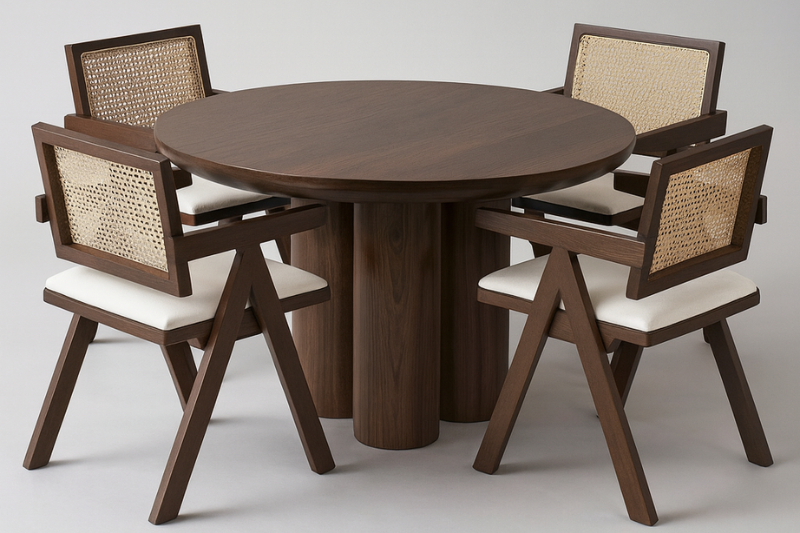Table à manger Maya Noyer Ronde 1m10